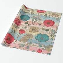 Papel de envolvimiento floral rosa y azul para el 