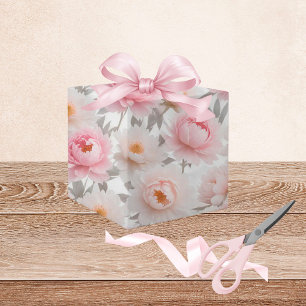 Regalo Papel de envolvimiento floral rosa y blanco