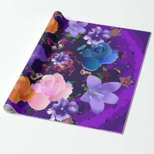 Regalo Papel de envolvimiento floral violento púrpura abs