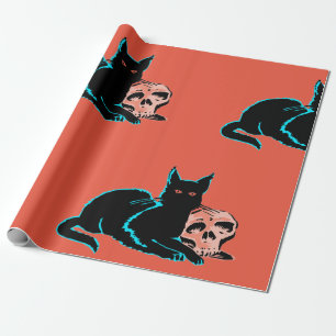Regalo Papel de envolvimiento GATO NEGRO ANIMADO CON ESQU