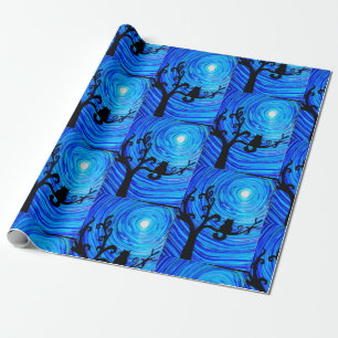 Regalo Papel de envolvimiento - Gato y luz de la luna - g