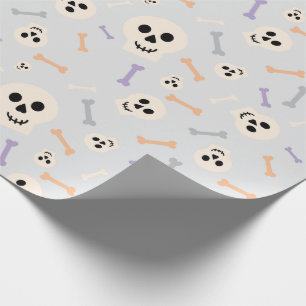 Regalo Papel de envolvimiento gris claro con cráneos y hu
