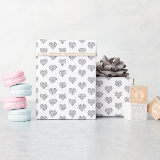 Regalo Papel de envolvimiento gris de encaje cerámico (Baby Shower)