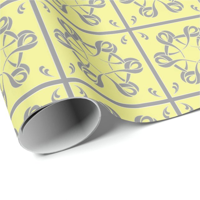 Regalo Papel de envolvimiento gris para mariposa (Esquina del rollo)