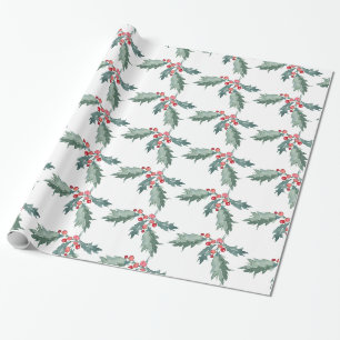 Regalo Papel de envolvimiento Holly para Navidades pintad