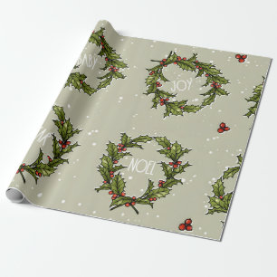 Regalo Papel de envolvimiento Holly Wreath