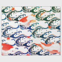 Papel de envolvimiento KOI PESCADO Y PATRÓN DE OND