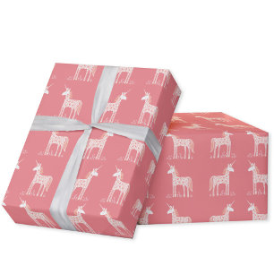 Regalo Papel de envolvimiento mágico de unicornio rosa