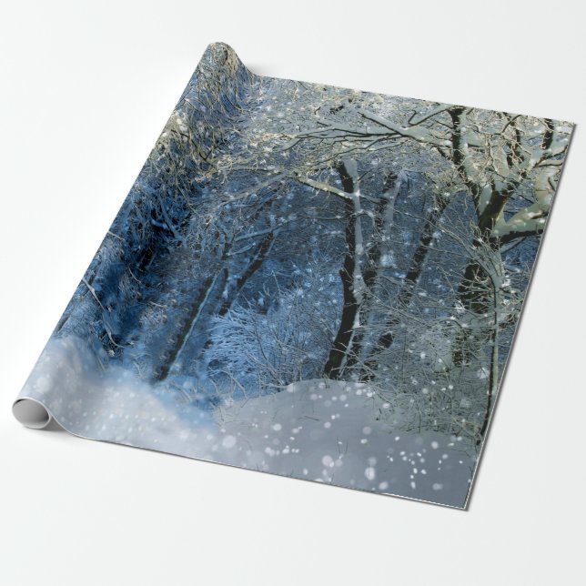 Regalo Papel de envolvimiento mágico Purpurinoso de nieve (Desenrollado)