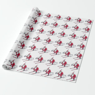 Regalo Papel de envolvimiento mate de Santa Skiing