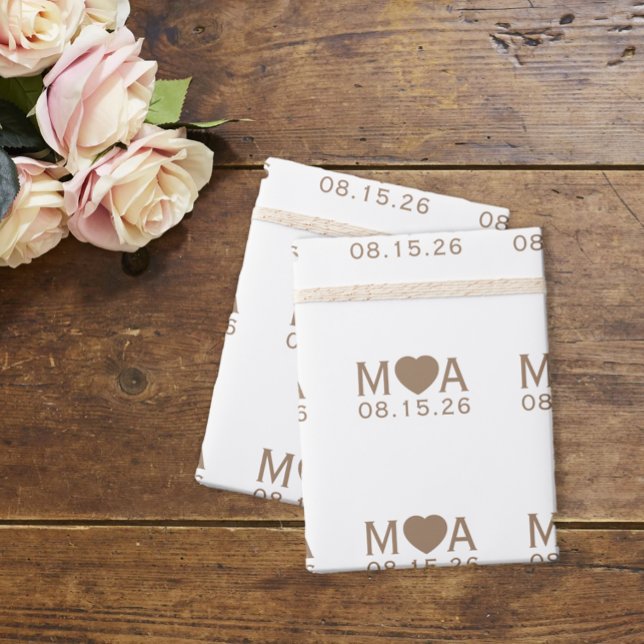 Regalo Papel de envolvimiento monograma de pareja de boda (Subido por el creador)