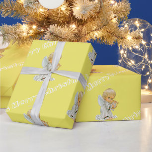 Regalo Papel de envolvimiento navideño bebé Ángel amarill