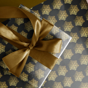 Regalo Papel de envolvimiento negro con copos de nieve do
