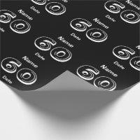 Papel de envolvimiento negro de cumpleaños 60 pers