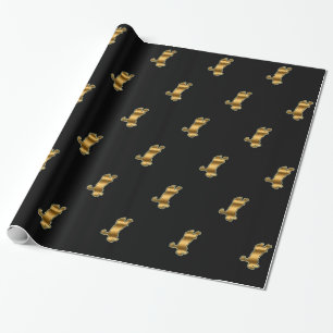 Regalo Papel de envolvimiento negro de oro para gato mode