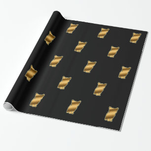 Regalo Papel de envolvimiento negro de oro para gato mode