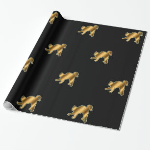 Regalo Papel de envolvimiento negro de oro para gato mode