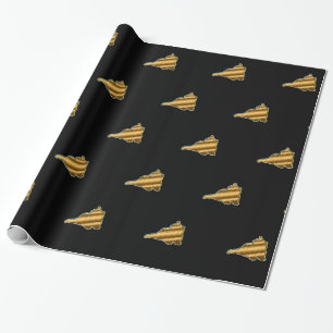 Regalo Papel de envolvimiento negro de oro para gato mode