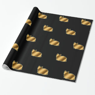 Regalo Papel de envolvimiento negro de oro para gato mode