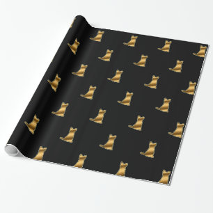 Regalo Papel de envolvimiento negro de oro para gato mode