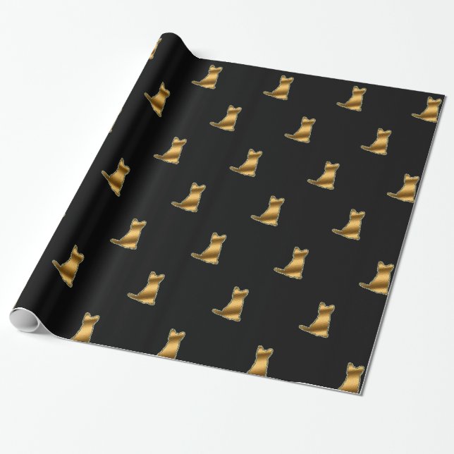 Regalo Papel de envolvimiento negro de oro para gato mode (Desenrollado)