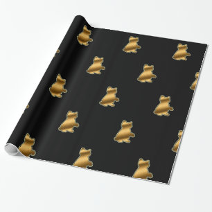 Regalo Papel de envolvimiento negro de oro para gato mode