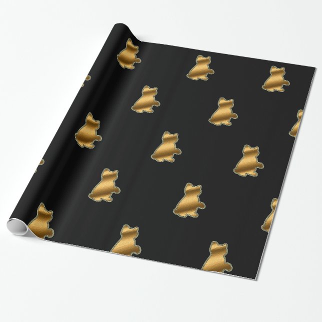 Regalo Papel de envolvimiento negro de oro para gato mode (Desenrollado)