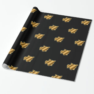 Regalo Papel de envolvimiento negro de oro para gato mode