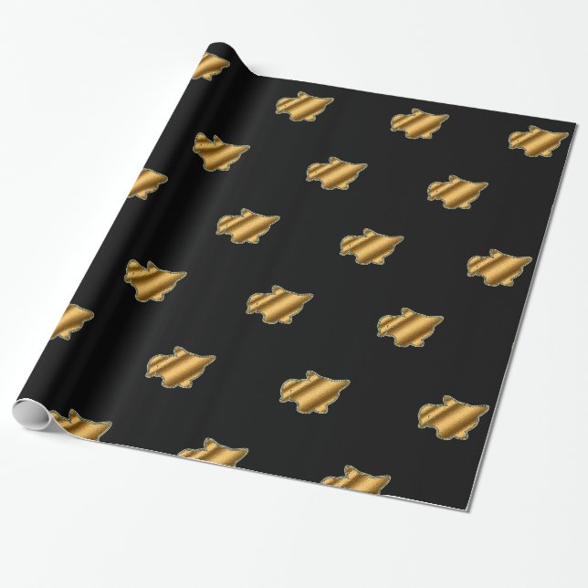 Regalo Papel de envolvimiento negro de oro para gato mode (Desenrollado)
