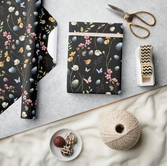 Regalo Papel de envolvimiento negro feliz de Easteron (Artesanía)