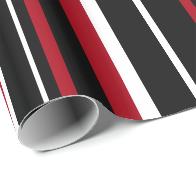 Regalo Papel de envolvimiento negro, rojo oscuro y franja (Esquina del rollo)