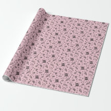 Papel de envolvimiento negro y rosado para Chica f