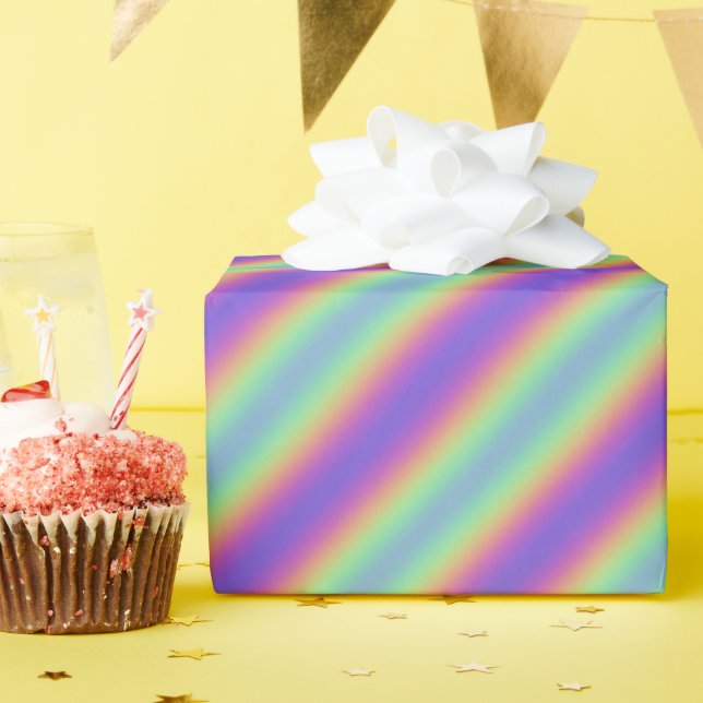 Regalo Papel de envolvimiento Neon Glow Rainbow Stripe (Fiesta de cumpleaños )