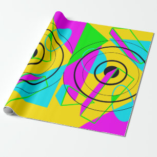 Regalo Papel de envolvimiento Neon Yellow y Pink Spiral 8