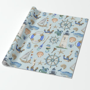 Regalo Papel de envolvimiento para el tema náutico de la 