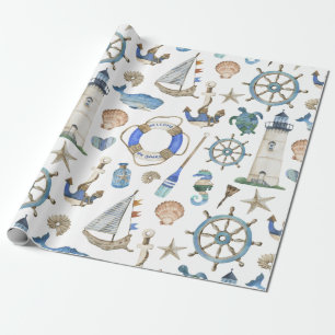 Regalo Papel de envolvimiento para el tema náutico de la 