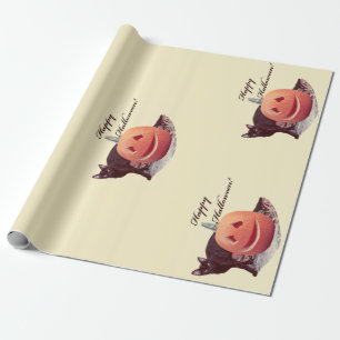 Regalo Papel de envolvimiento para gatos y calabazas Feli