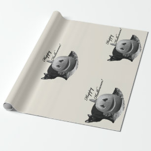 Regalo Papel de envolvimiento para gatos y calabazas Feli