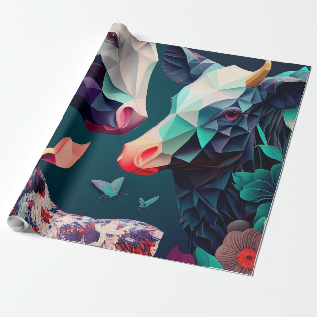 Regalo Papel de envolvimiento para impresión de animales  (Desenrollado)