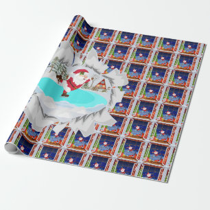 Regalo Papel de envolvimiento para patinar en Santa Ice