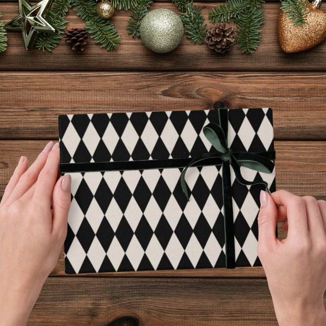Regalo Papel de envolvimiento para vacaciones de diamante (Christmas Vintage Art Deco Wrapping Paper)