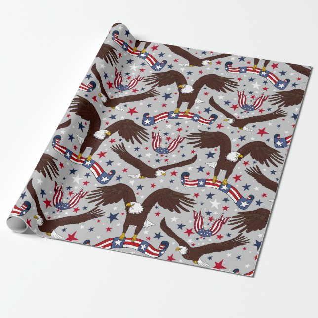 Regalo Papel de envolvimiento Patriotic Bald Eagle (Desenrollado)