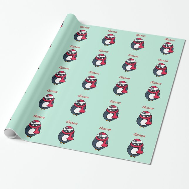 Regalo Papel de envolvimiento pingüino personalizado (Desenrollado)
