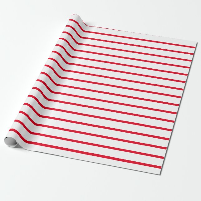 Regalo Papel de envolvimiento rayado rojo y blanco (Desenrollado)