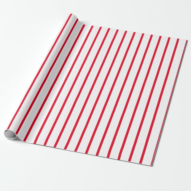 Regalo Papel de envolvimiento rayado rojo y blanco (Desenrollado)