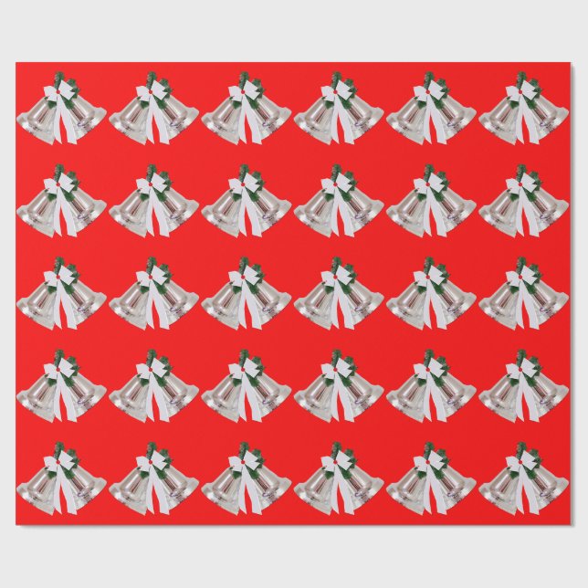 Regalo Papel de envolvimiento rojo de las campanas platea (Superficie plana)