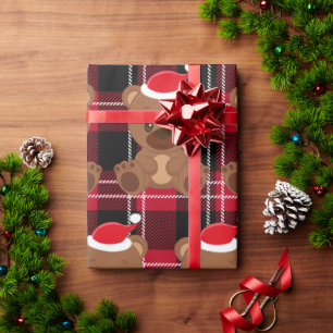 Regalo Papel de envolvimiento rojo de oso de peluche