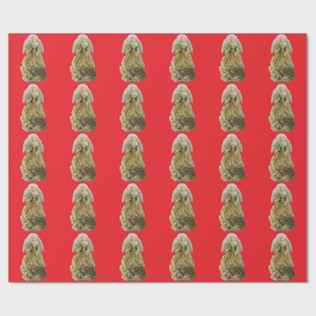 Regalo Papel de envolvimiento rojo del Ángel de oro (Superficie plana)