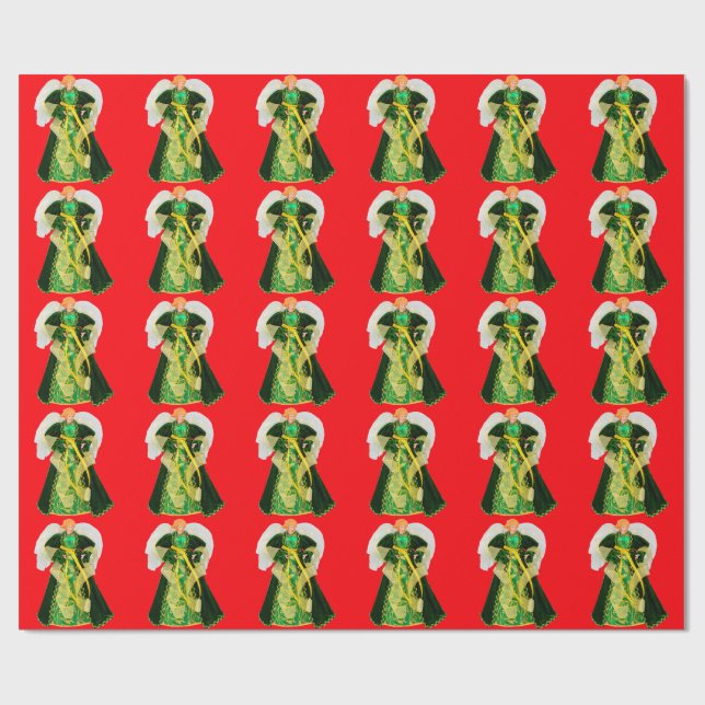 Regalo Papel de envolvimiento rojo del Ángel Verde (Superficie plana)