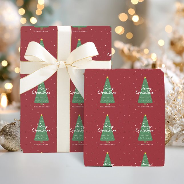 Regalo Papel de envolvimiento rojo del árbol de Navidad (Subido por el creador)